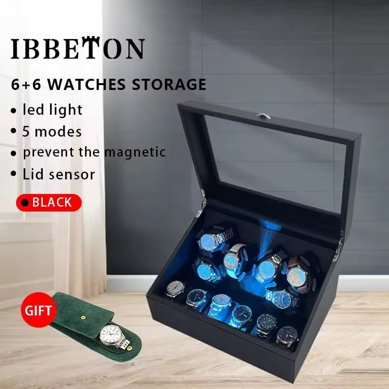 3+3 / 6+6 Slots Luxury PU Leather Automatic Watch Winder - Rotating Display Watch Box