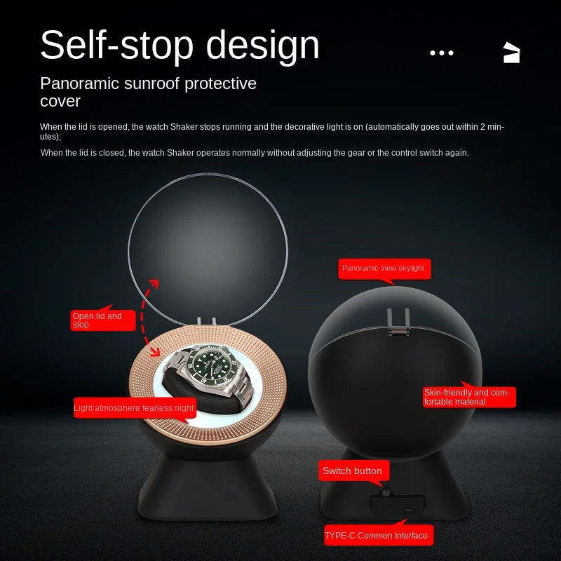 Automatic Watch Winder for Rolex - Dual Watch Rotator with Silent Motor, Glass Display, and USB Power