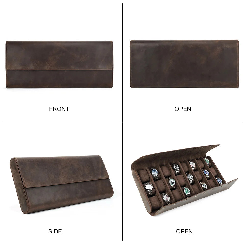 Retro Leather 24-Slot Watch Display Case - Large Storage Organizer for Watch Enthusiasts, Watch Box, Watch Case