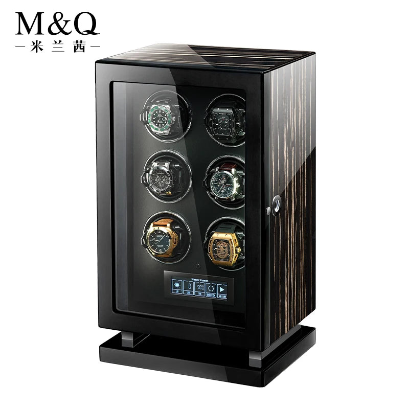 Luxury Mechanical Automatic Watch Winder - Fingerprint Safe with Touch Control and Interior Backlight