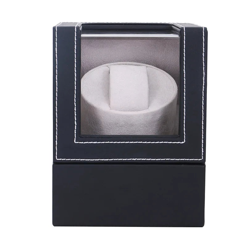PU Leather Watch Winder for Automatic Watches - Universal Plug, Super Silent Motor, Battery Compatible
