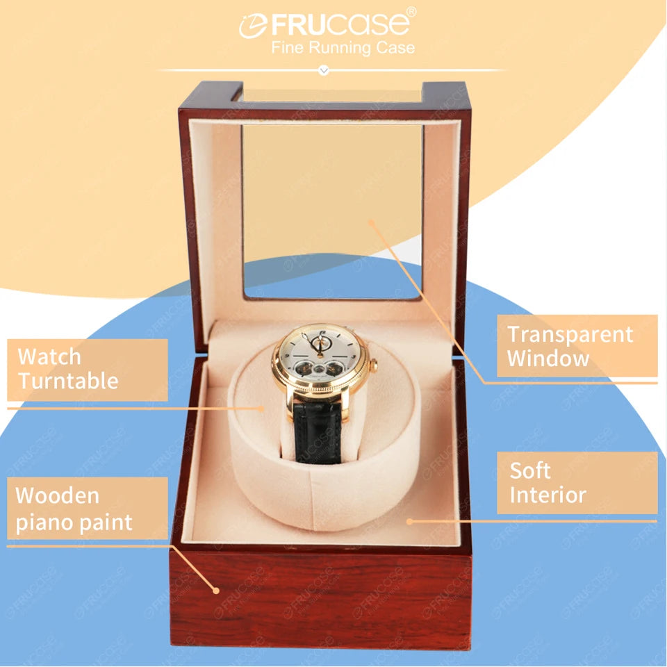 Wooden Watch Winder for Automatic Watches - USB and Battery Powered Watch Box