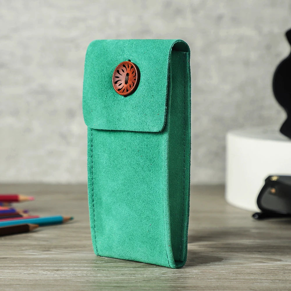 Cow Suede Leather Snap Watch Pouch - Anti-Dust and Anti-Scratch Travel Storage Case for Men and Women