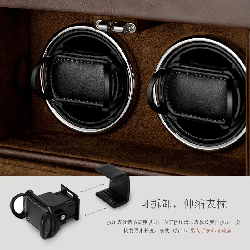 Double Layer Black Watch Winder for Mechanical Watches - Silent Automatic Rotator and Storage Display Box