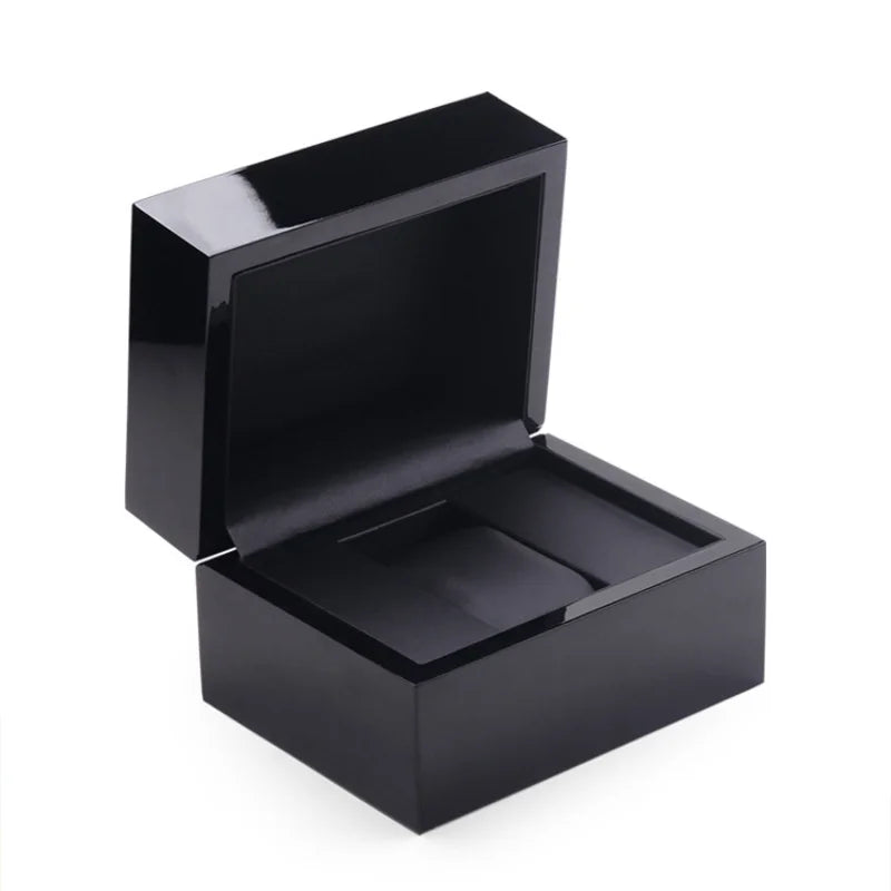 High-End Custom Wooden Watch Box with PU Leather Interior - Smooth Surface Jewelry Gift Case for Men and Women