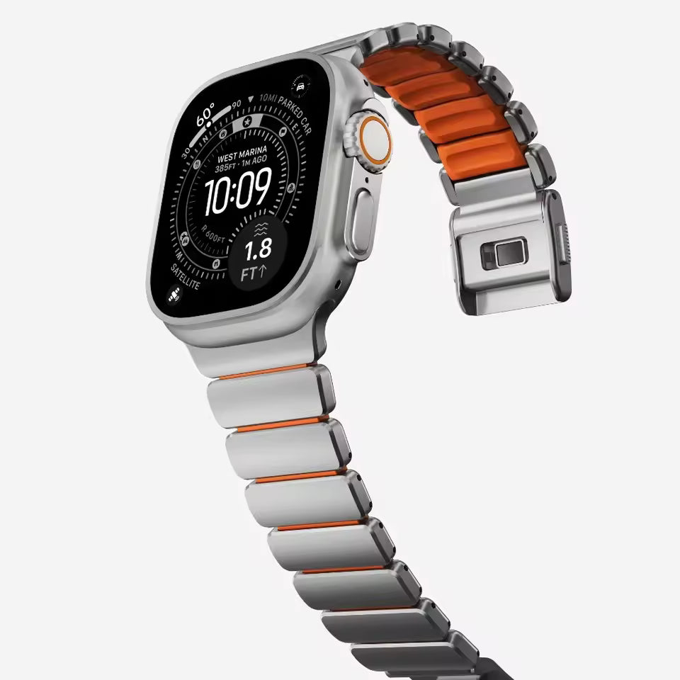 Men's Metal Rubber Magnetic Strap for Apple Watch Ultra 3/2 Band 49mm 46mm 45mm 44mm Series 11/10/9/8