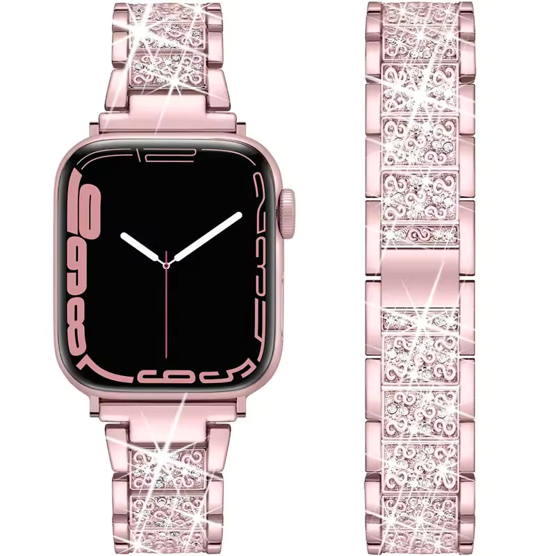 Stainless Steel Metal Diamond Bracelet for Apple Watch iWatch Ultra 3/2 Band 42mm 46mm 45mm 41mm 44mm 42mm 40mm Series 11/10/9/8/7/6/5/4