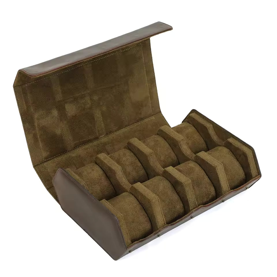 Vintage Leather 1/2/3/4/6/8 Slots Watch Roll Box - Watch Box Organizer for Men & Women