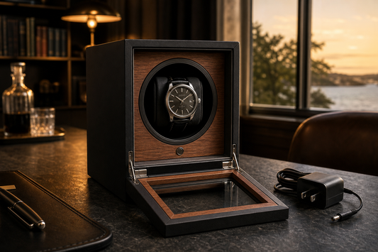 Automatic watch resting in a stopped winder during a power outage