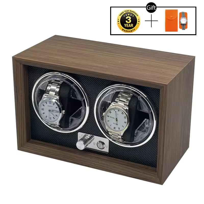 2-Slot Automatic Watch Winder - Luxury Wooden Watch Box with Quiet Rotate Electric Motor