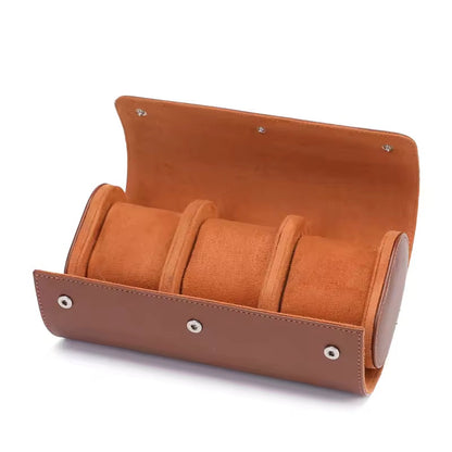 1/2/3 Slots Luxury Leather Watch Roll Case - Portable Travel Watch Organizer Gift for Men