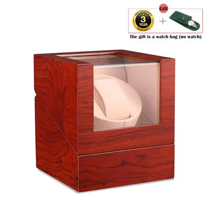 Single Slot Watch Winder - Wooden Automatic Watch Box with Glass Display