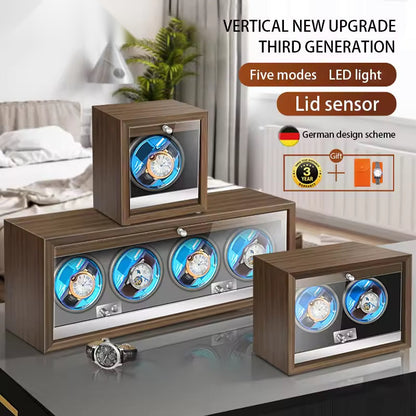 2/4-Slot Automatic Watch Winder Mabuchi Motor Wooden Cabinet – product view 1