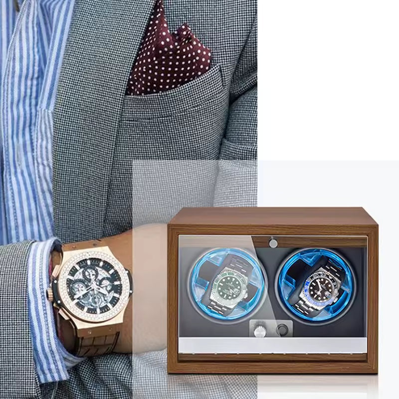 2/4-Slot Automatic Watch Winder Mabuchi Motor Wooden Cabinet – product view 3