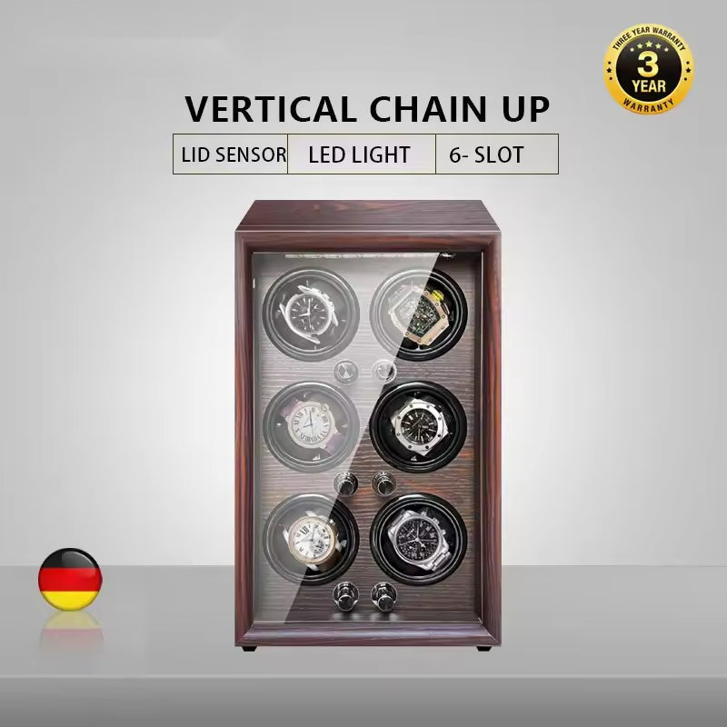 1/2/4/6-Slot Automatic Watch Winder Wooden Cabinet LED Display – product view 5