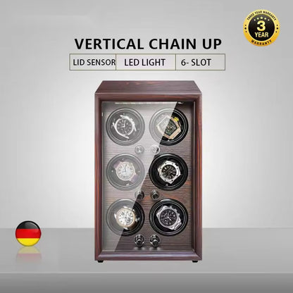 1/2/4/6-Slot Automatic Watch Winder Wooden Cabinet LED Display – product view 5