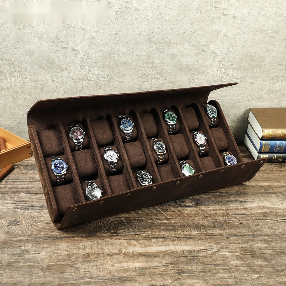 Leather 24-Slot Watch Roll