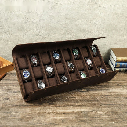 Leather 24-Slot Watch Roll