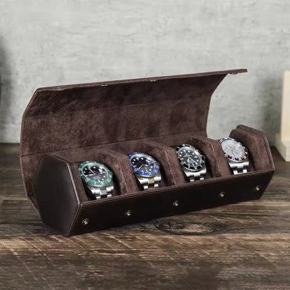 Vintage Leather 1/2/3/4/6/8 Slots Watch Roll Box - Watch Box Organizer for Men & Women