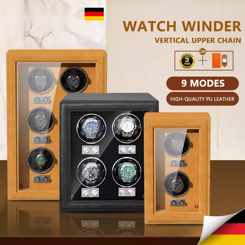 2/4/6 Slots Luxury Leather Watch Winder - High-End Watch Box with Mabuchi Silent Motor