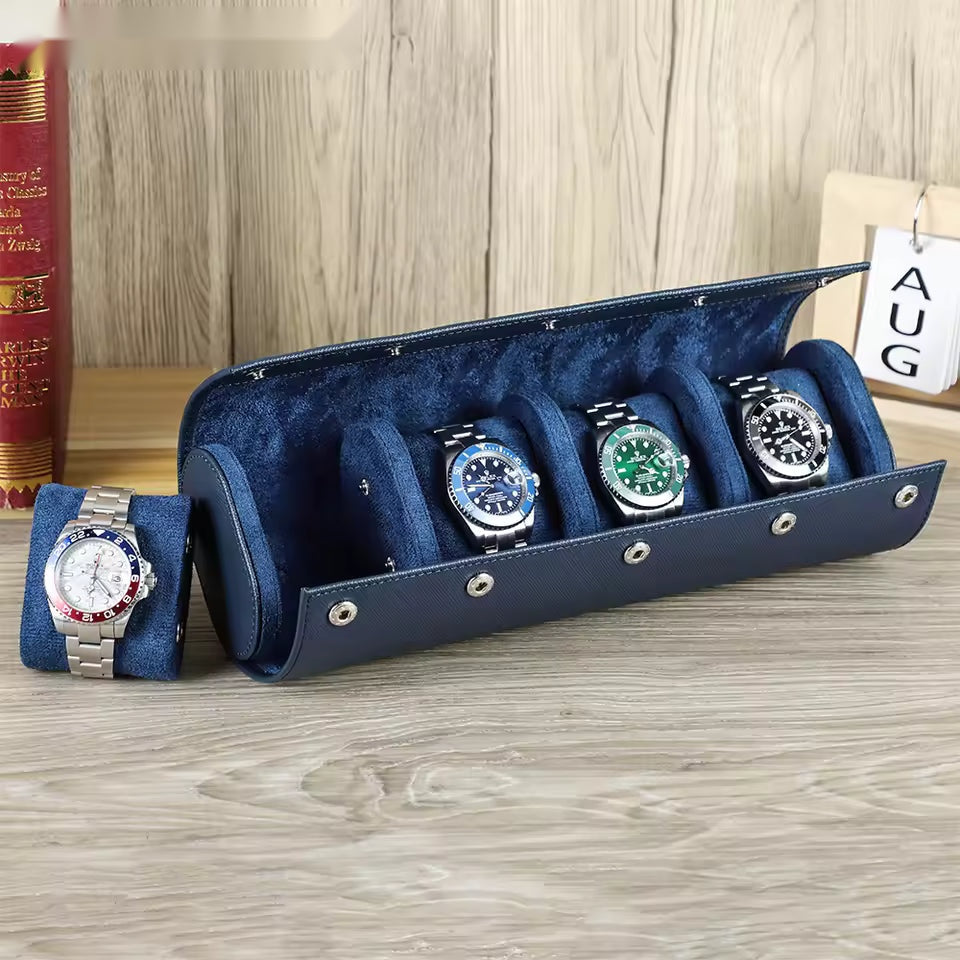 Saffiano Leather 4-Slot Travel Watch Roll