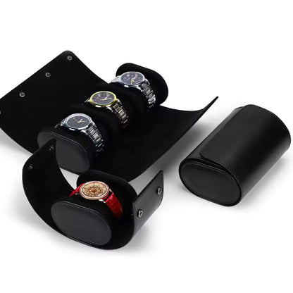 1/2/3 Slots Luxury Leather Watch Roll Case - Portable Travel Watch Organizer Gift for Men
