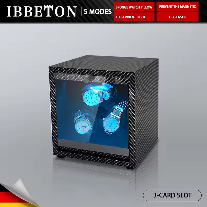 1/2/3/4/6 Slots Automatic Watch Winder - Luxury Carbon Fiber Texture Watch Box with Mute Motor