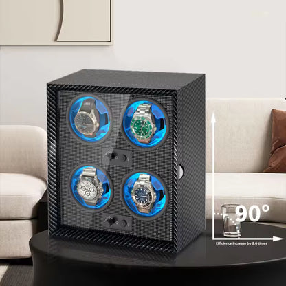 1/2/3/4/6 Slots Automatic Watch Winder - Luxury Carbon Fiber Texture Watch Box with Mute Motor