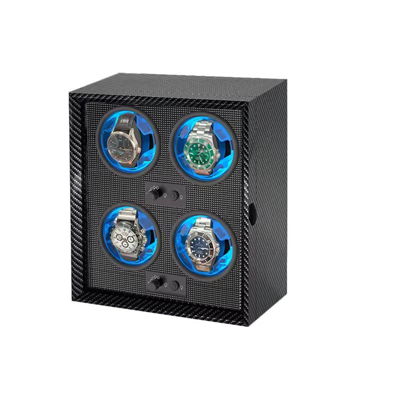 1/2/3/4/6 Slots Automatic Watch Winder - Luxury Carbon Fiber Texture Watch Box with Mute Motor