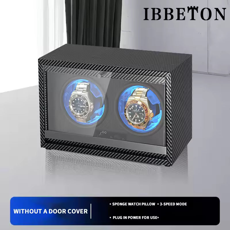 1/2/3/4/6 Slots Automatic Watch Winder - Luxury Carbon Fiber Texture Watch Box with Mute Motor
