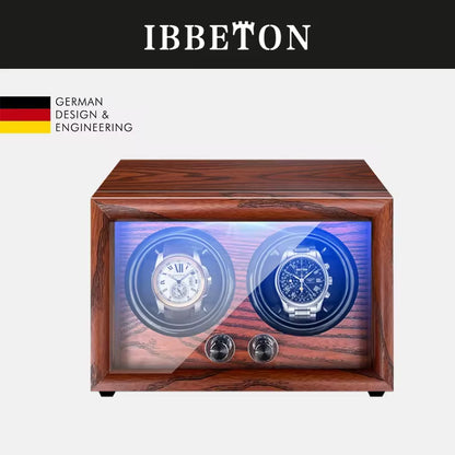 1/2/4/6 Slots Mechanical Wooden Watch Winder - Luxury Wood Watch Box with LED Light and Sensor