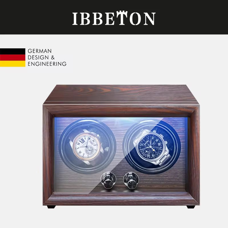 1/2/4/6 Slots Mechanical Wooden Watch Winder - Luxury Wood Watch Box with LED Light and Sensor