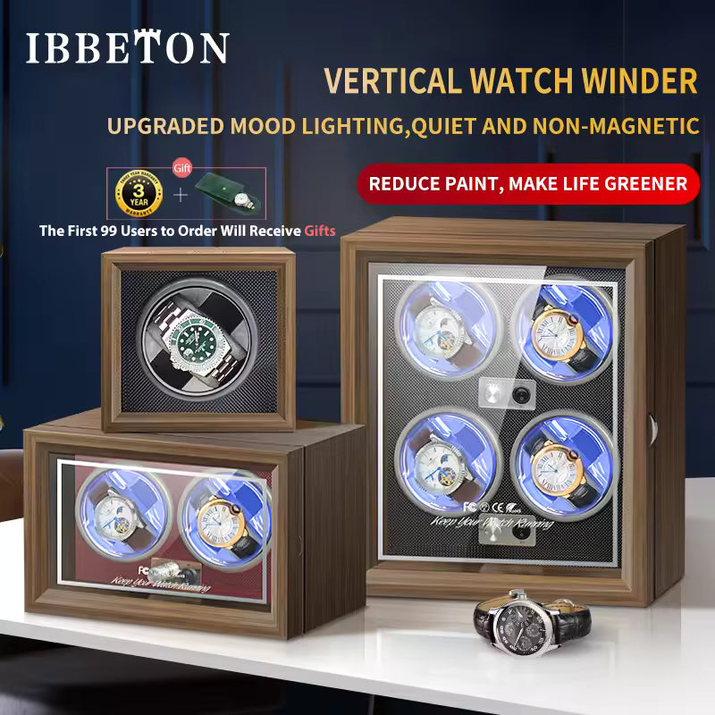 1/2/4 Slots Automatic Watch Winder - Anti-Magnetic Watch Box with Quiet Japanese Motor