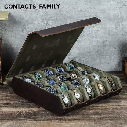 12/16/20 Slots Genuine Leather Watch Box - Luxury Watch Organizer Gift for Men