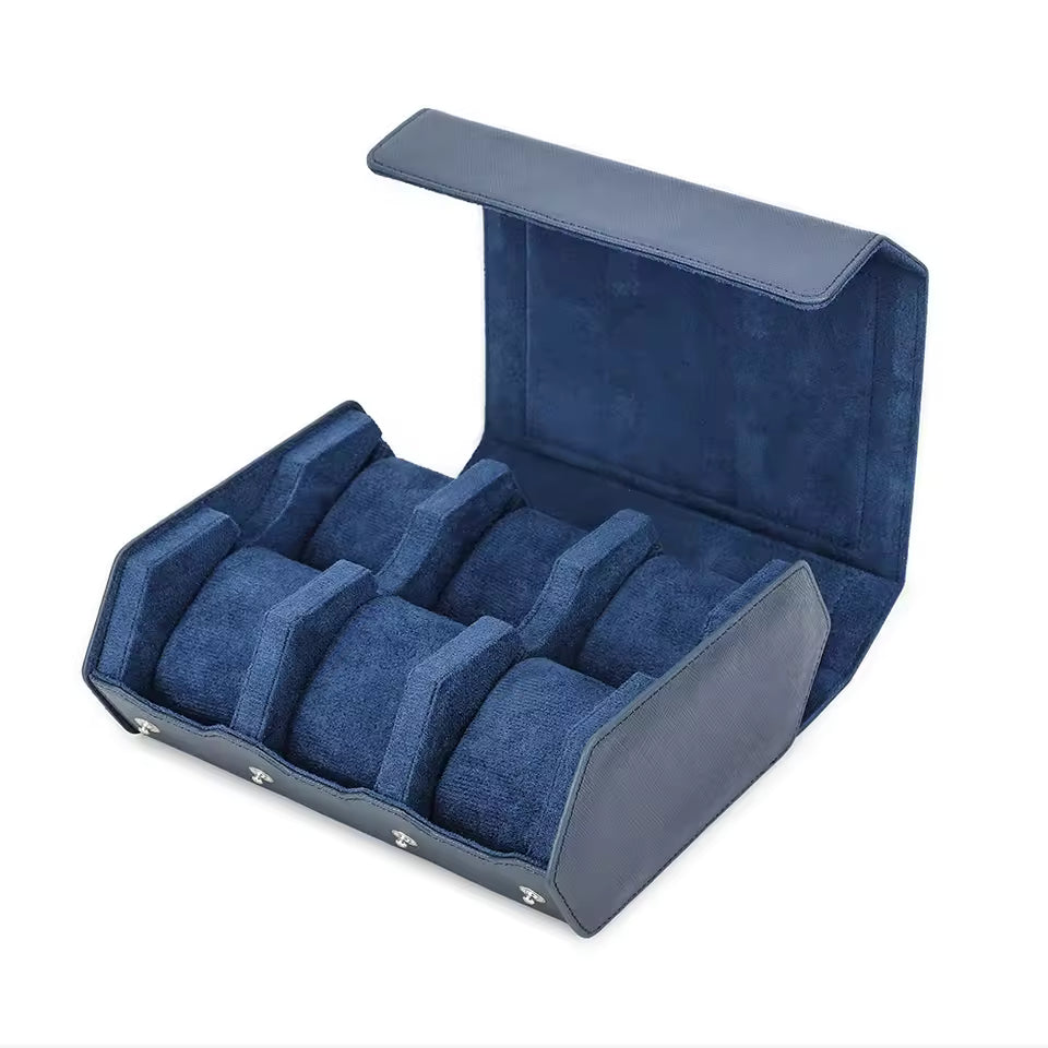 Saffiano Genuine Leather 2/3/4/6/8 Slots Watch Roll Case - Hexagon Watch Box Organizer