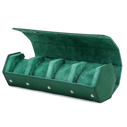 Saffiano Genuine Leather 2/3/4/6/8 Slots Watch Roll Case - Hexagon Watch Box Organizer