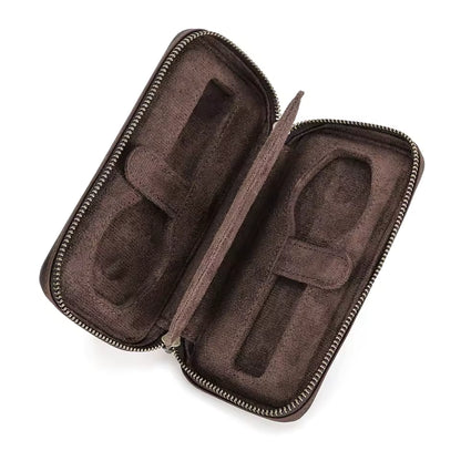 Men's Genuine Leather 2/4/6/8 Slots Watch Case - Travel Portable Watch Box Organizer