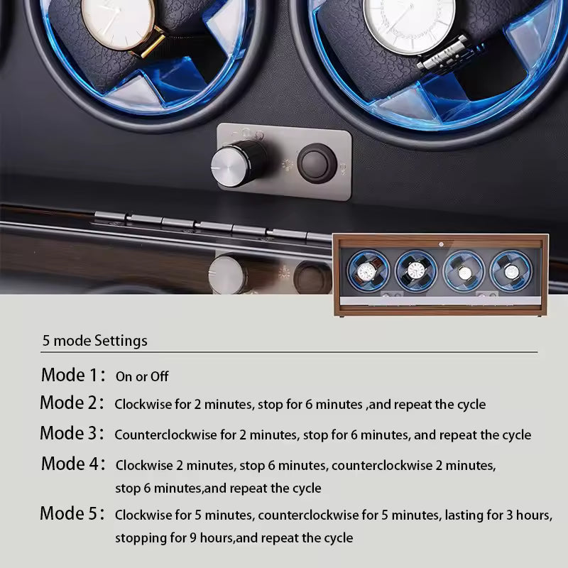 2/4 Slots High-End Luxury Wood Watch Winder - Automatic Watch Box with Mabuchi Motor