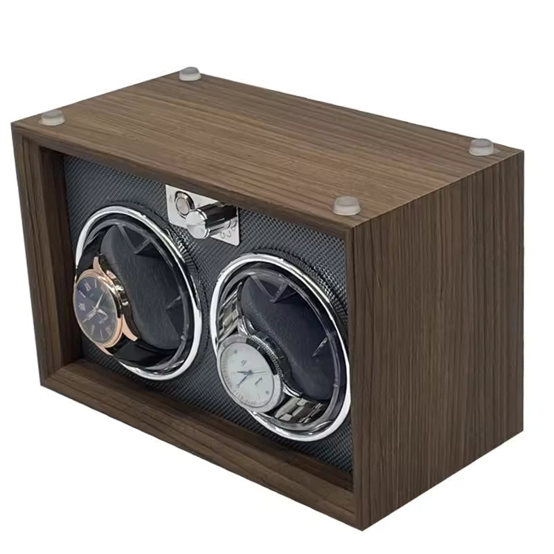 2-Slot Automatic Watch Winder - Luxury Wooden Watch Box with Quiet Rotate Electric Motor