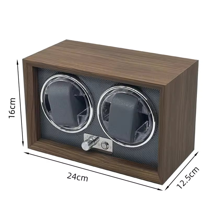 2-Slot Automatic Watch Winder - Luxury Wooden Watch Box with Quiet Rotate Electric Motor
