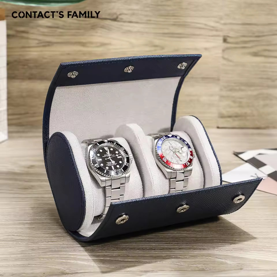 2-Slot High Quality Leather Watch Roll Case - Watch Storage for Men & Women