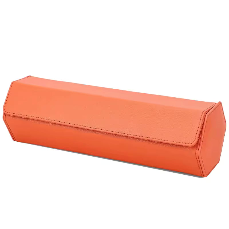 4-Slot Genuine Saffiano Leather Watch Roll Case - Portable Hexagon Watch Organizer