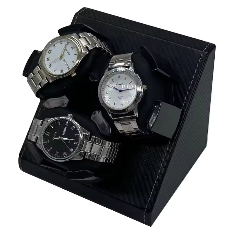 3-Slot Automatic Watch Winder - 2 Rotation Modes Watch Display Case