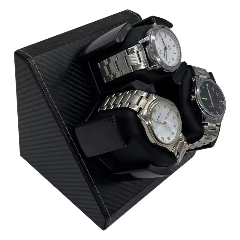 3-Slot Automatic Watch Winder - 2 Rotation Modes Watch Display Case