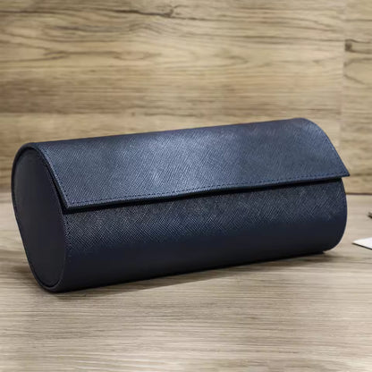 3-Slot Genuine Saffiano Leather Watch Roll Case - Luxury Portable Watch Organizer