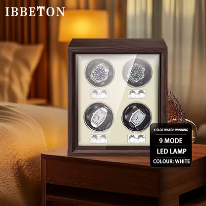 4-Slot Automatic Watch Winder - Luxury Wood Watch Box with Mabuchi Motor