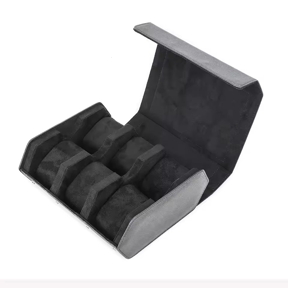 Saffiano Genuine Leather 6/8 Slots Watch Roll Case - Watch Box Organizer for Men & Women