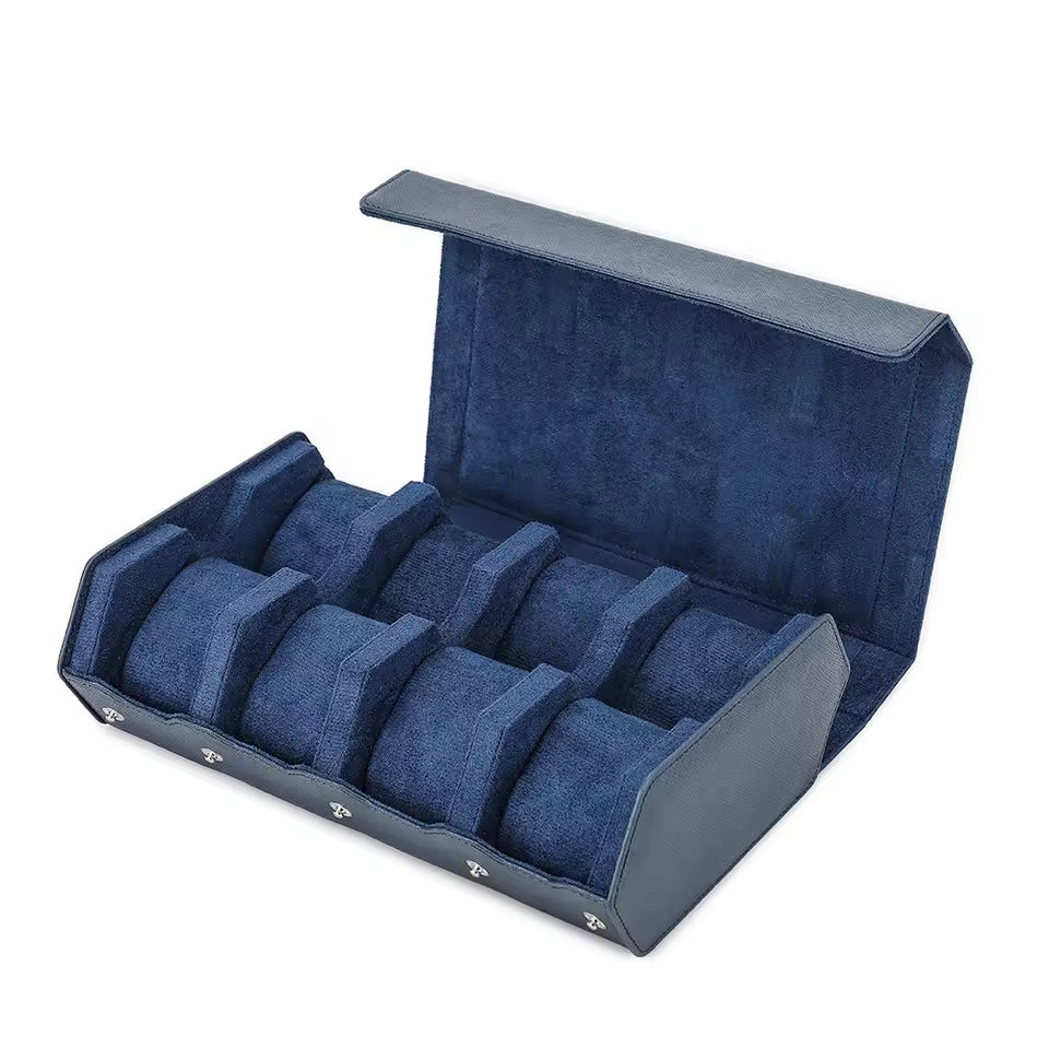 Saffiano Genuine Leather 6/8 Slots Watch Roll Case - Watch Box Organizer for Men & Women