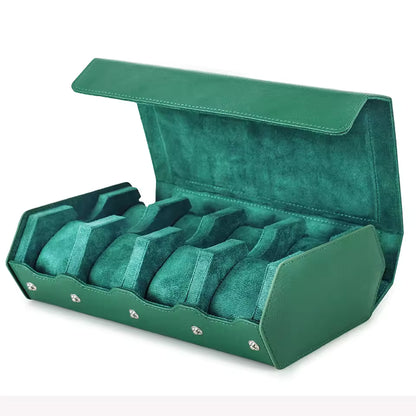 Saffiano Genuine Leather 6/8 Slots Watch Roll Case - Watch Box Organizer for Men & Women