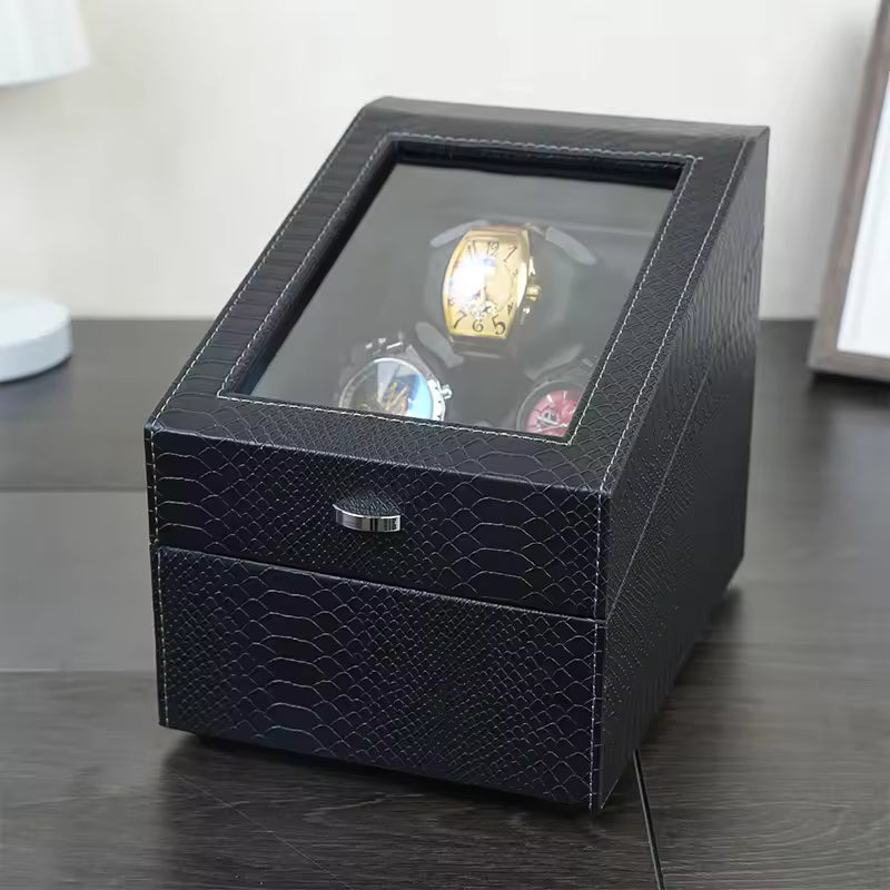 3+3 / 6+6 Slots Luxury PU Leather Automatic Watch Winder -  Rotating Display Watch Box